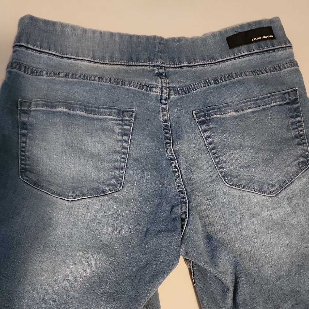 Dkny Blue Jean Shorts with Soft Denim and Faded Look